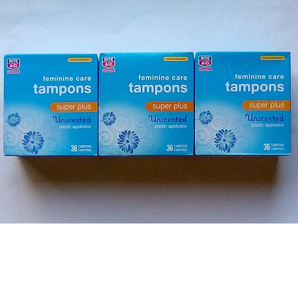 3 Packs Rite Aid Super Plus Absorbency Unscented Tampons (total 108 tampons) - Picture 1 of 1